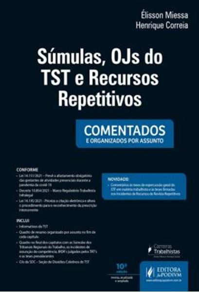 Picture of SUMULAS, OJS DO TST E RECURSOS REPETITIVOS - COMENTADOS E ORGANIZADOS POR ASSUNTO